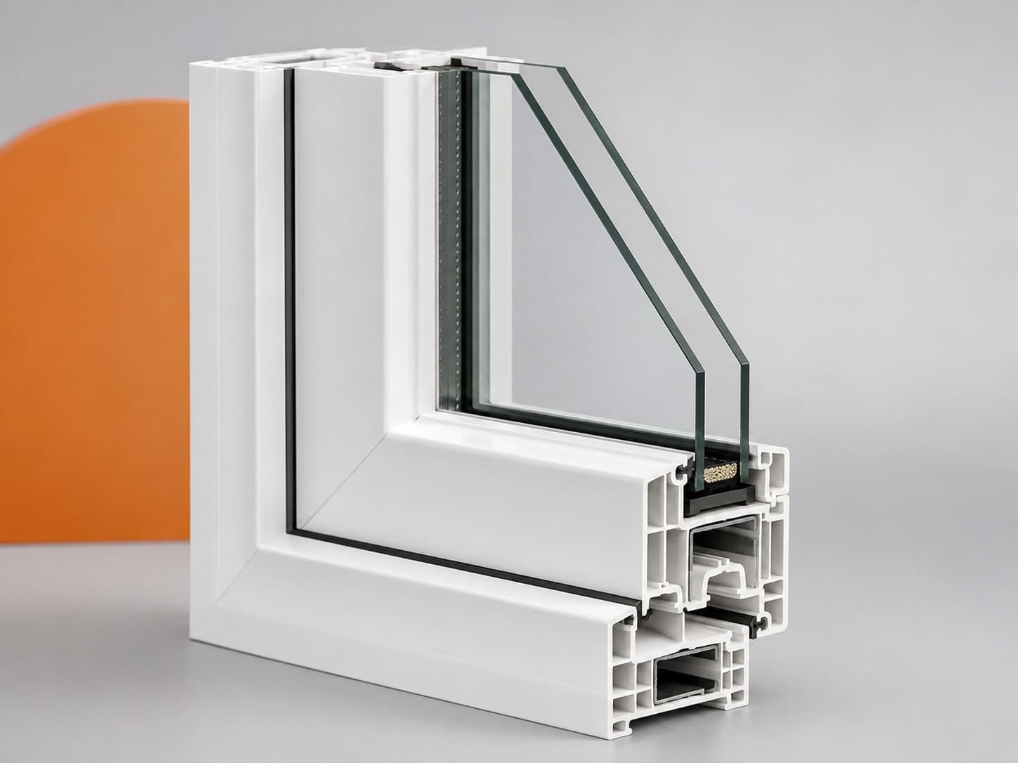 Imagen referencial de marco de PVC con termopanel. No corresponde al perfil exacto de Térmico.